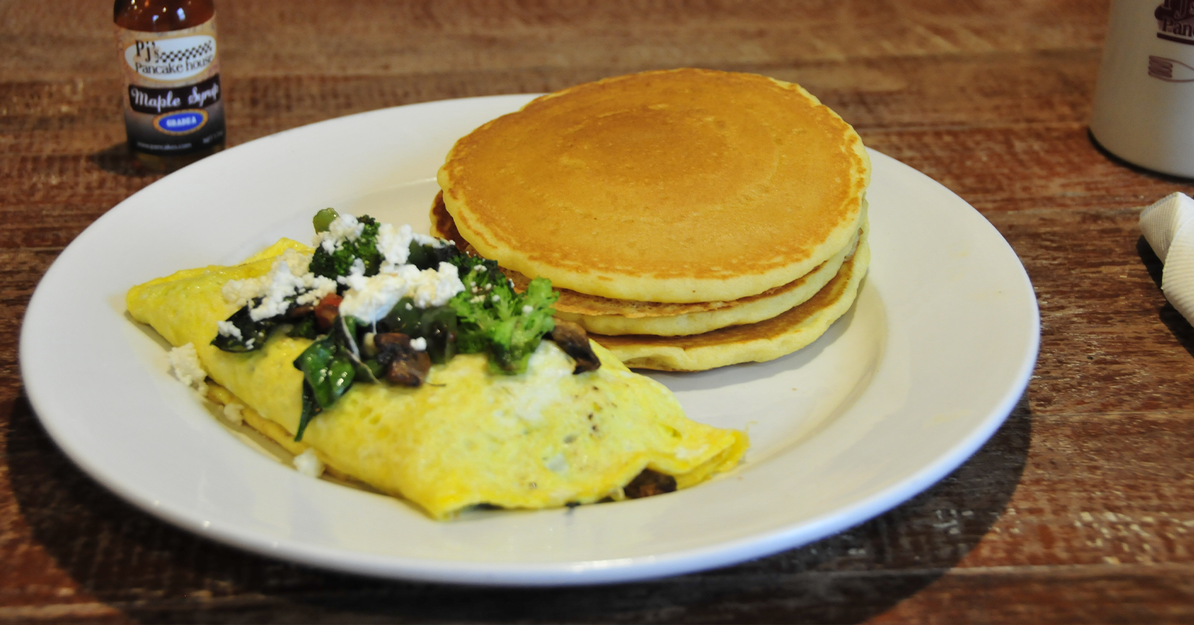PJs delicious pancakes and house syrup