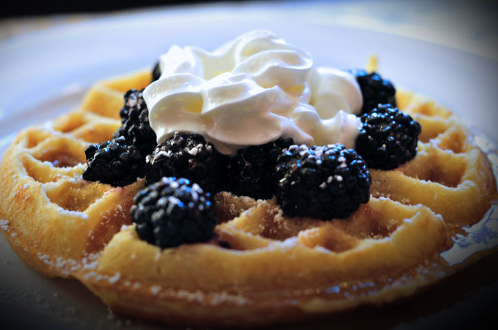 blackberry pancakes with whipped cream yum!